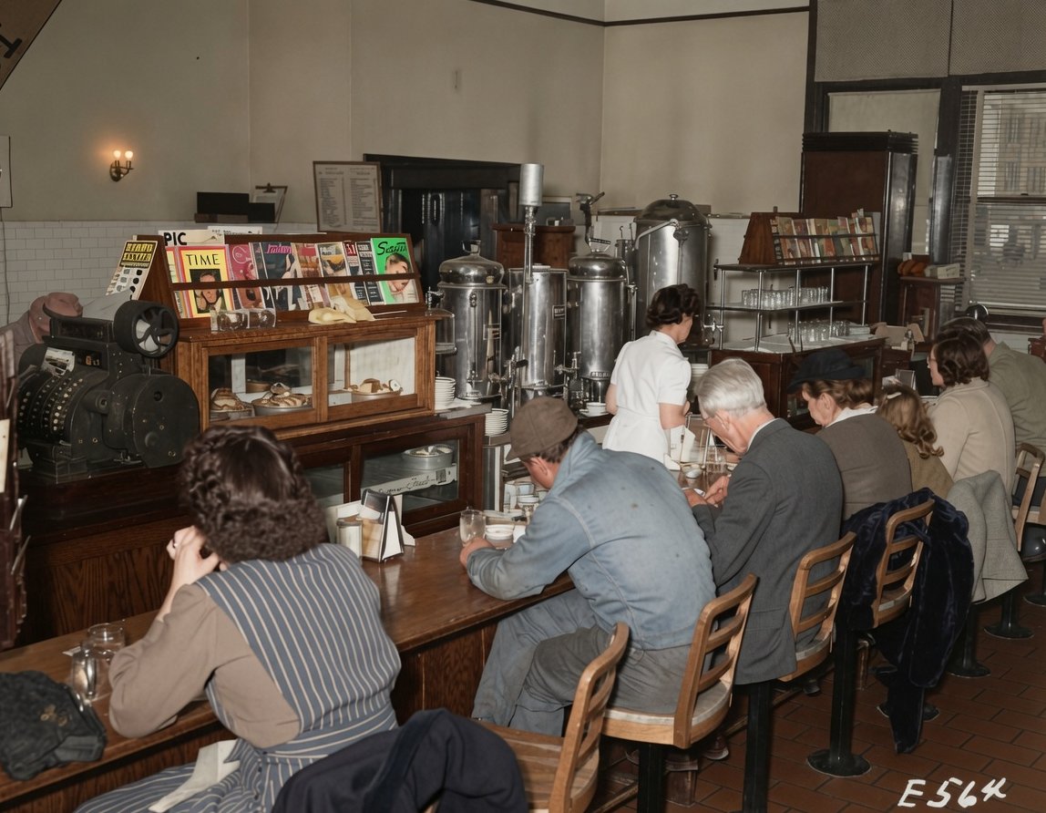 Patrons at the Mandan, North Dakota beanery